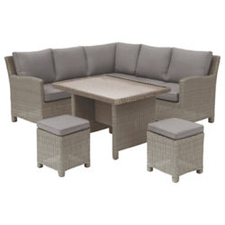 KETTLER Palma 7 Seater Mini Lounge / Dining Set With Glass Top Table Natural